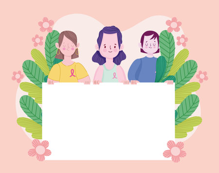 breast cancer group femaleのイラスト素材