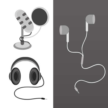 microphone and headphonesのイラスト素材