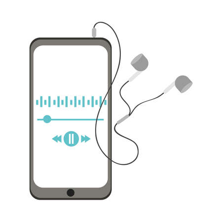 podcast smartphone with earphonesのイラスト素材