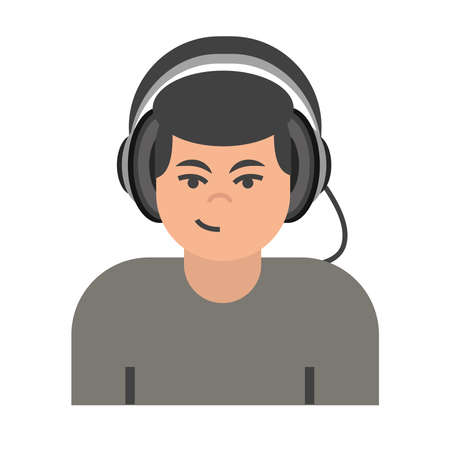 podcaster man with headphonesのイラスト素材