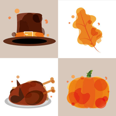 set of happy thanksgivingのイラスト素材