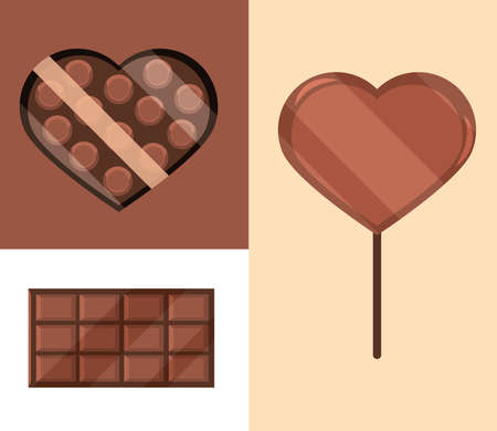 chocolate bar and candiesのイラスト素材
