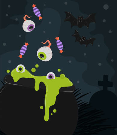 halloween creepy cauldronのイラスト素材