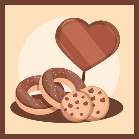 chocolate cookies and donutsのイラスト素材
