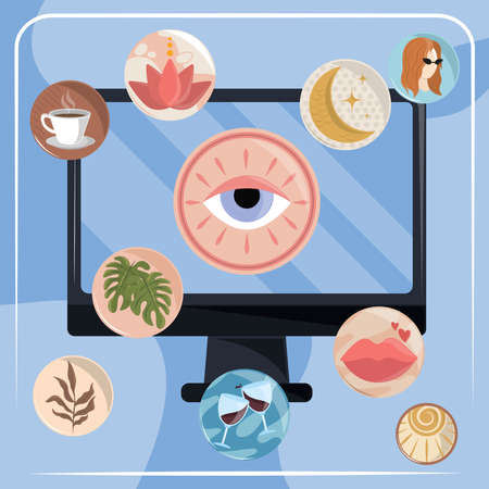 highlights on computerのイラスト素材