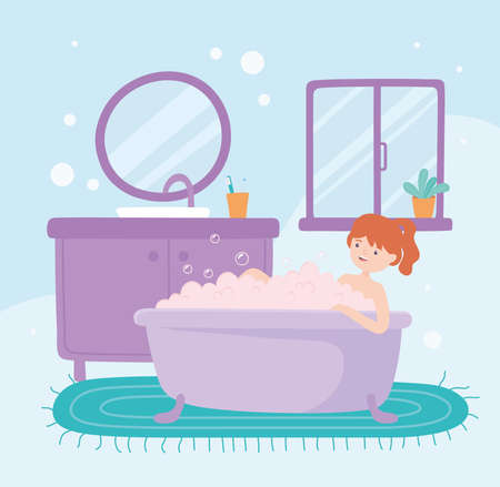 woman taking bathのイラスト素材
