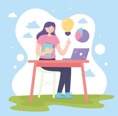 woman working new ideaのイラスト素材