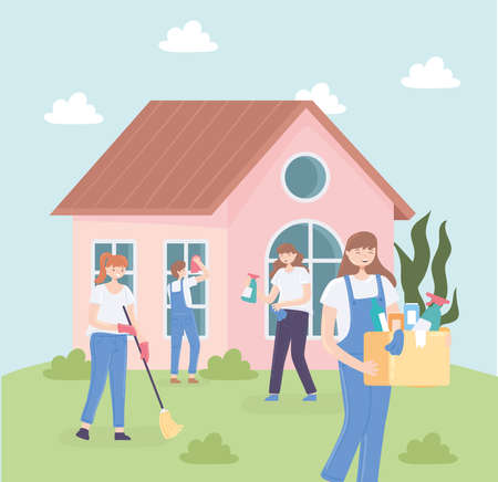 people and household choresのイラスト素材