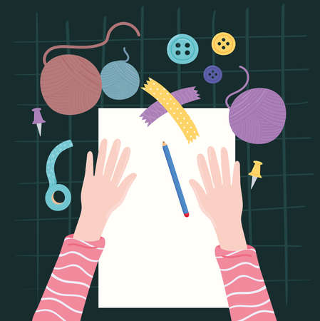 hands and craft toolsのイラスト素材