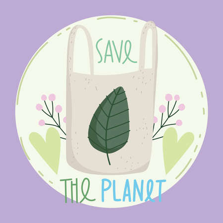 save the planet eco bagのイラスト素材