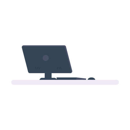 computer on deskのイラスト素材