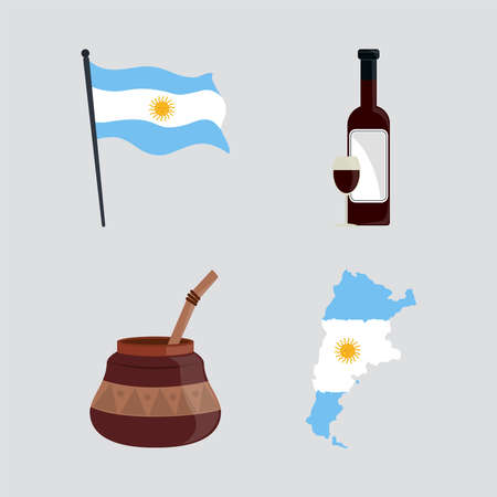 argentina flags and mapのイラスト素材