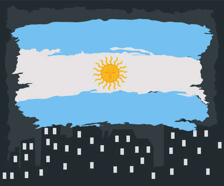 argentina city and flagのイラスト素材