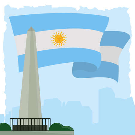 argentina obelisk landmarkのイラスト素材