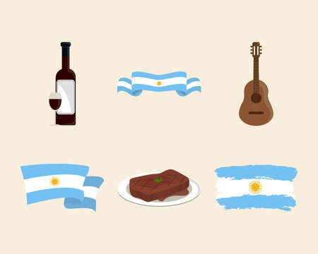 argentina culture iconsのイラスト素材