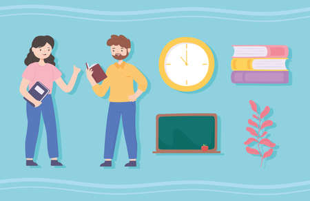 teachers with booksのイラスト素材