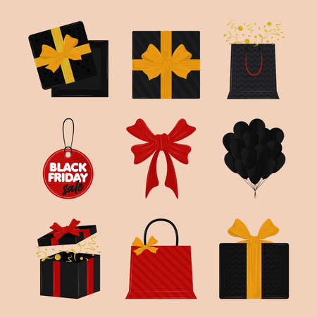 black friday iconsのイラスト素材