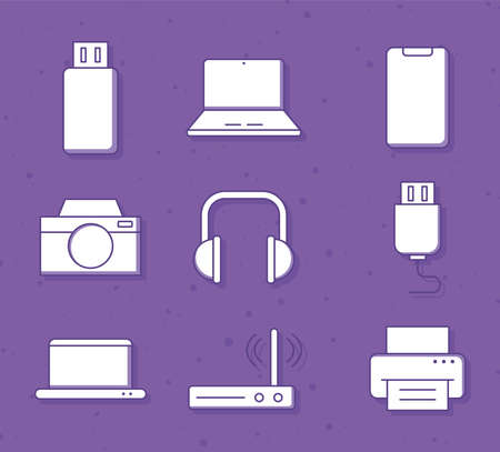 laptop camera and printerのイラスト素材