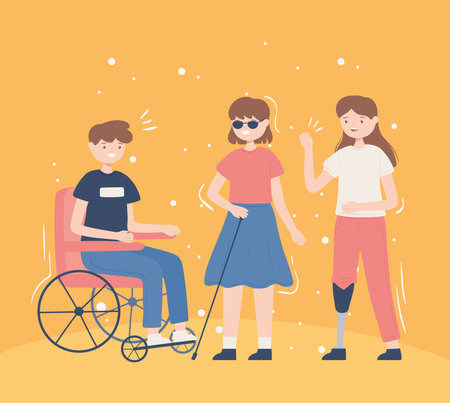 handicapped group peopleのイラスト素材