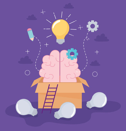 brain think out of the boxのイラスト素材