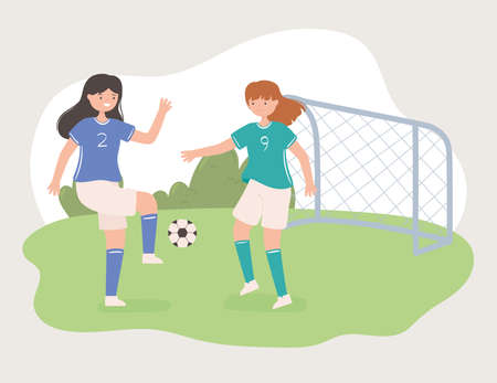 women playing soccerのイラスト素材