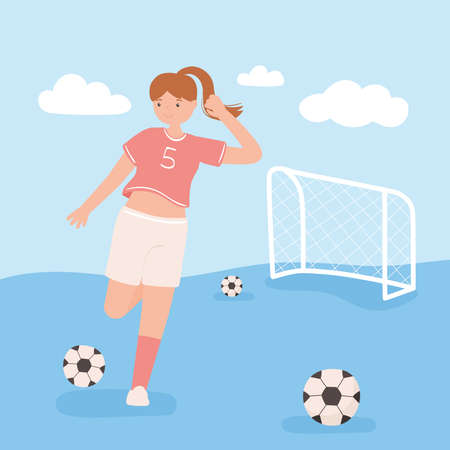 soccer woman trainingのイラスト素材