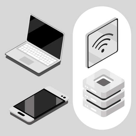 icons set wireless techのイラスト素材