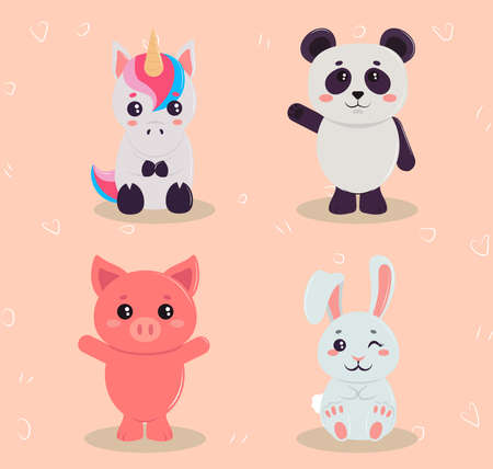 kawaii animals cartoonのイラスト素材