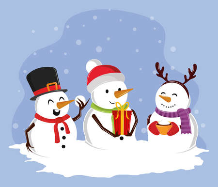 snowman christmas seasonのイラスト素材