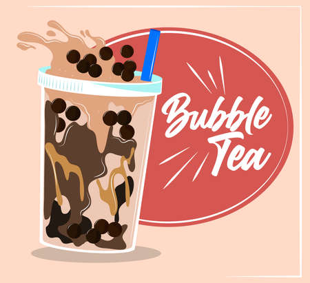 bubble tea advertisingのイラスト素材