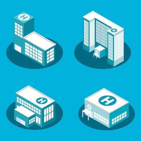 set of hospital buildingsのイラスト素材