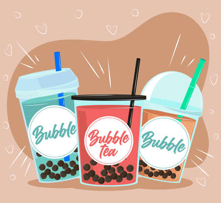 bubble tea yummy drinkのイラスト素材