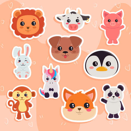 set of kawaii animals