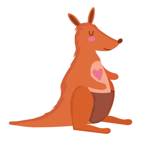 kangaroo with heartのイラスト素材