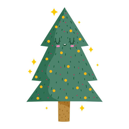 christmas cartoon treeのイラスト素材