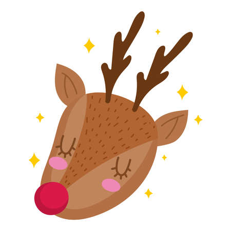 christmas cartoon reindeerのイラスト素材