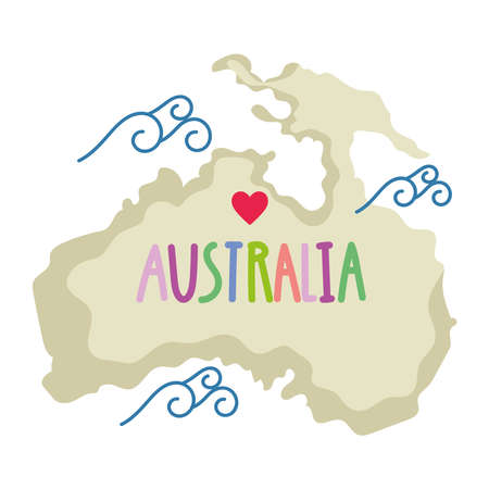 australia lettering on mapのイラスト素材
