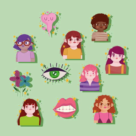 girls young cartoonのイラスト素材