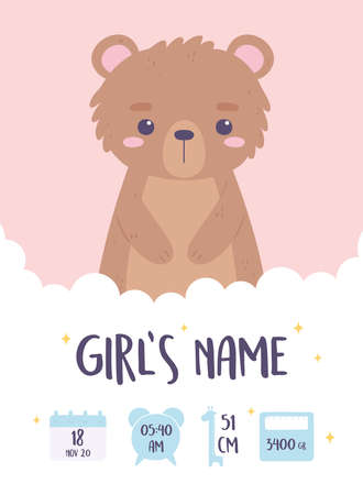 newborn metric, girl nameのイラスト素材