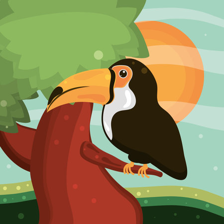toucan on a treeのイラスト素材