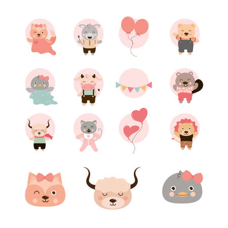 birthday cute animalsのイラスト素材