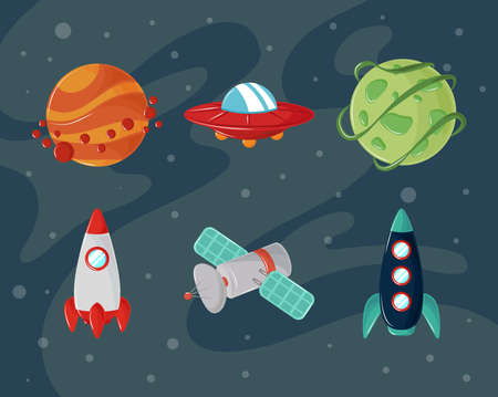 icons space rocketsのイラスト素材