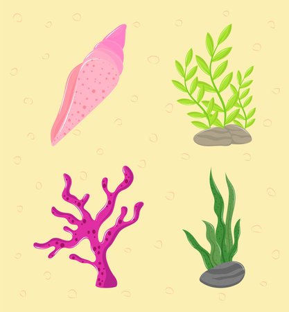 underwater world icons collectionのイラスト素材