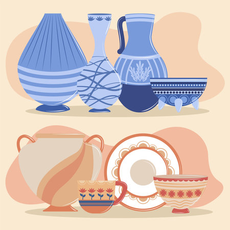 vases and amphoraのイラスト素材