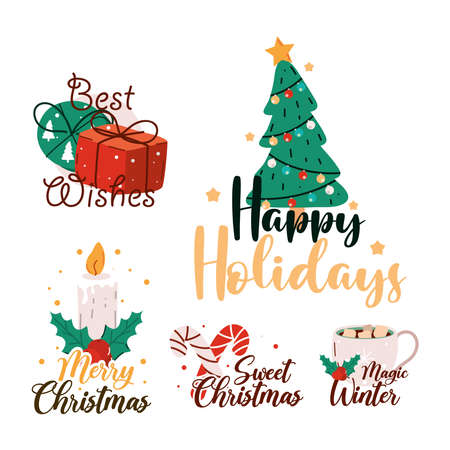 merry christmas iconsのイラスト素材