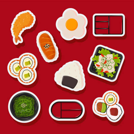set of japanese foodのイラスト素材