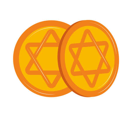 hanukkah coins with starのイラスト素材