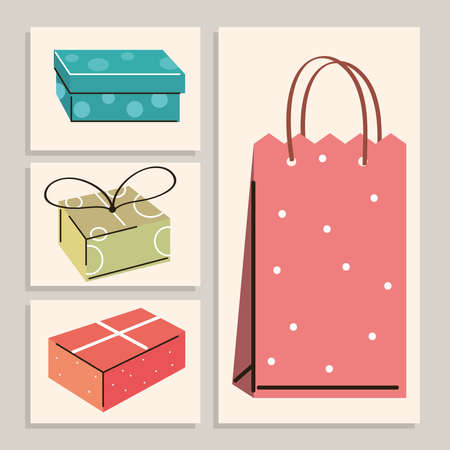 set of shopping bagsのイラスト素材