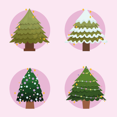 christmas trees decorationのイラスト素材