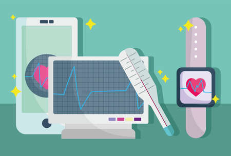 medical heartbeat equipmentのイラスト素材